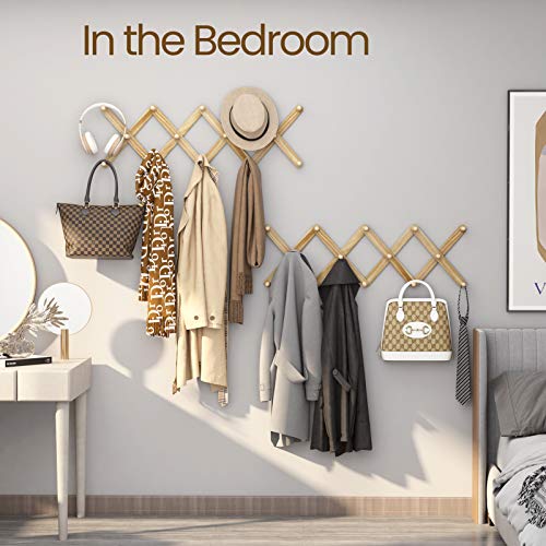 Amada 2 Pack Accordion Expandable Coat Racks, Wall Mounted with 14