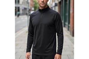 Mens Quarter Zip Pullover Long Sleeve Athletic Shirt Quick Dry Running Clothes for Workouts
