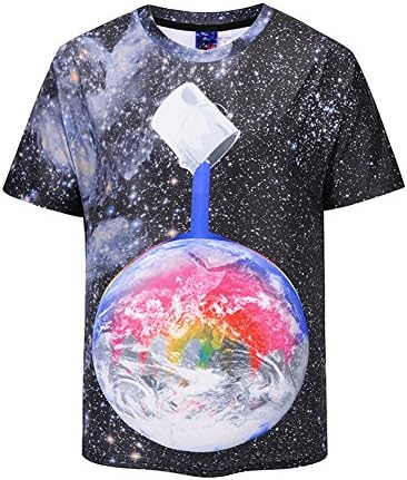 HSDZ Men's 3D Floral Print Short Sleeve T-Shirt Tops Tees Blouse