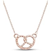 THE JEWEL ZONE Pretzel Pendant Necklace for Women, 14K Gold Over Sterling Silver Minimalist Tiny Pretzel Charm, Dainty Everyday Necklace Jewelry Gift with 18" Chain