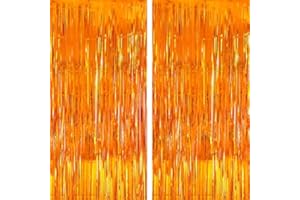 KatchOn, Orange Streamers - Pack of 2 | Thanksgiving Backdrop for Thanksgiving Decorations | Orange Fringe Backdrop for Birthday, Friendsgiving Party Decorations | Basketball Party Decorations