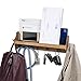 brightmaison Small Coat Rack Shelf Wall-Mounted with Hooks Wood Entryway Organizer Key Phone Mail Holder (Walnut)
