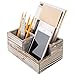 MyGift Rustic Torched Wood Desktop Office Stationery Organizer Tray with 3 Compartment, Multipuprose Caddy Remote Control and Media Storage Holder