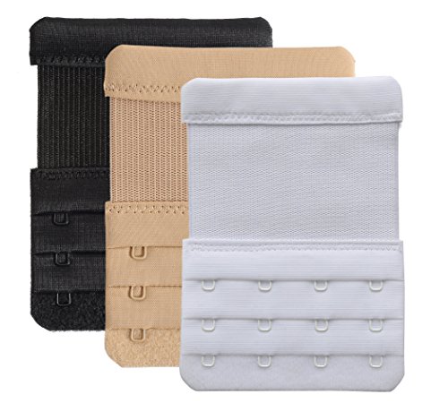 Bra Extender 4 Hooks Women Bra Strap Extenders Pack of 3 Soft Comfortable