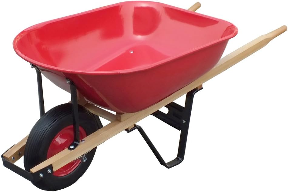 United General WH89982 Heavy Duty Steel Tray Wheelbarrow, 6 Cubic-Feet 18 Gallon