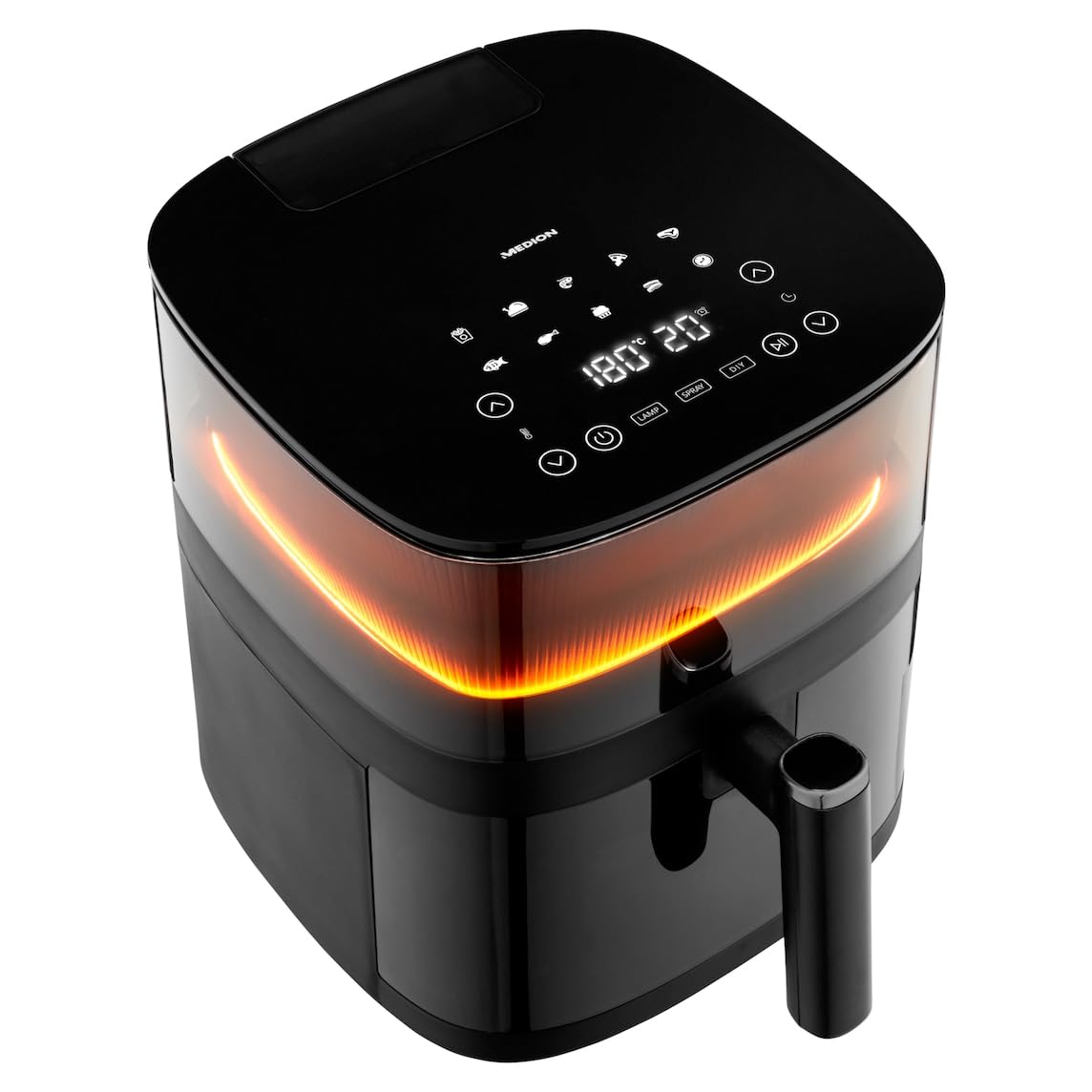 MEDION X10 XL Heißluftfritteuse MD11780 (5 Liter, Airfryer, innovative Wassersprühfunktion für krosse knusprige Speisen, 1.500 Watt, Sichtfenster, Schüttel Alarm,10 Automatikprogramme) 5