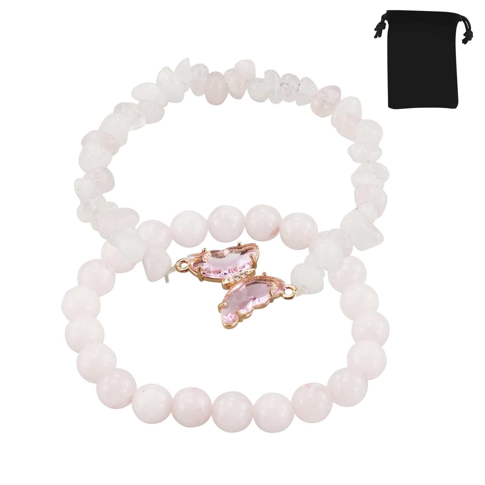 RESTALLADNWEST 8mm Crystal Bracelet,Rose Quartz Bracelet,Pink Bracelet,Natural Gemstone Bead Bracelet,Crystal Bracelets Gift For Women Men