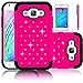 Galaxy J1 Case, EC™ Studded Rhinestone Case, Hybrid Armor Dual Layer Bling Crystal Rugged Rubber Hard Case Cver Samsung Galaxy J1 / J100 (Hot Pink)