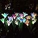 Solar Garden Stake Lights - 2 Pack Outdoor Solar Powered Lights with 8 Lily Flower, Multi-Color Changing LED Solar Decorative Lights for Garden, Patio, Backyard Decor (Purple & White)