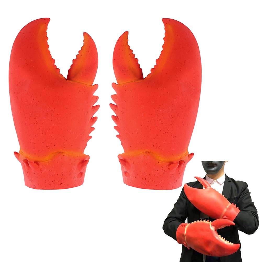 HKSICHENGKEJIUK Halloween Red Lobster Crab Claws Gloves - Animal Paw Hand Costume for Carnival Christmas Cosplay Party Dress Up Props