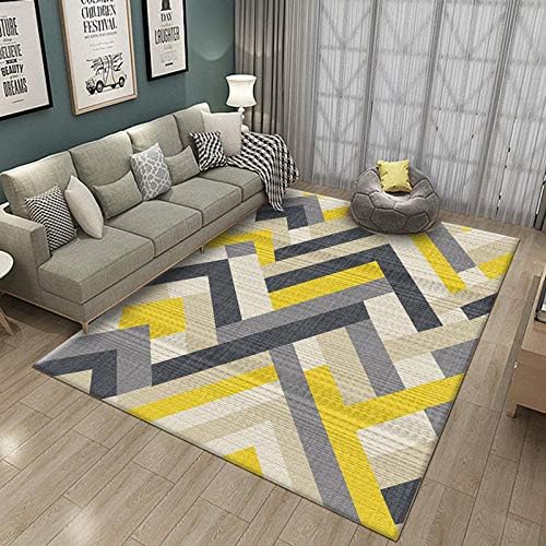 Carpet Modern Minimalist Carpet Geometric Line Yellow Soft Feeling And Compact Construction With,200X300Cm(79X118Inch)