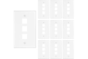 Iwillink 3-Port Keystone Wall Plate 10-Pack, Low Profile Ethernet Wall Plates for Keystone Jack, White
