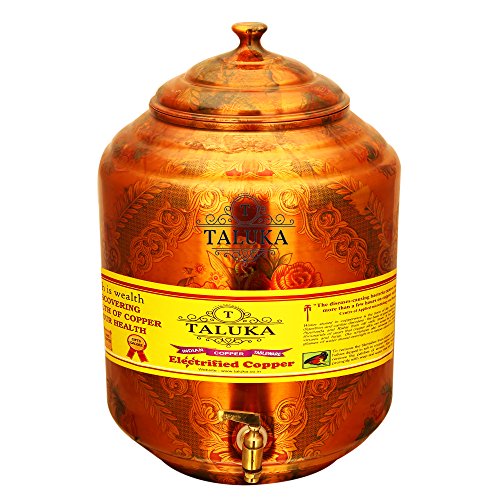 Taluka Copper Water Pot Dispenser Matka, 17 Liter, 7 X 15.5 , Brown