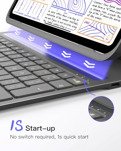 Inateck Keyboard Case for iPad 10th Gen/A16 11th Gen 2025, Ultralight Case with Keyboard for iPad Air M4 2026/M3/M2 11 inch, Air 5/4 10.9 inch, Pro 11" 4/3/2/1, with Pen Holder, AirTap BK2007 Grey