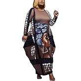 BFFBABY Casual Plus Size Maxi Dresses for Women Round Neck Long Sleeves Loose Sundress with Pockets XL-5XL