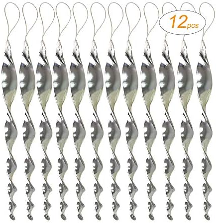 EACILLES Bird Deterrent Wind Twisting Scare Rods, Reflective Ornamental Spiral, 12 Pieces