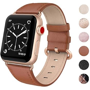 SWEES Compatible for Apple Watch Band 38mm 40mm, Genuine Leather Soft Elegant Strap Compatible iWatch Apple Watch Series 5 Series 4 Series 3 Series 2 Series 1, Sports & Edition Women, Classic Brown