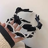 Wiwpar Pearl Headband for Women Fashion Cute Hair Accessories Pack of 2 (Black)