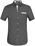 SSLR Men's Cotton Polka Dot Short Sleeves Slim Fit Dress Shirts