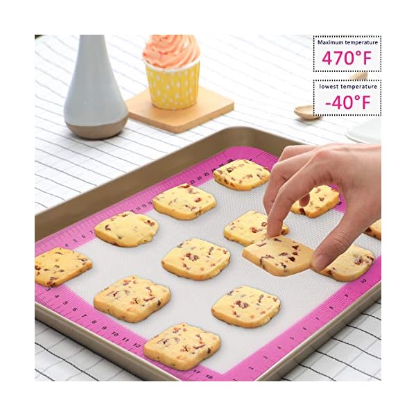 FOLAI 4pieces Silicone Baking Mats, Non-Slip Washable Reusable Baking Tray, Heat-Resistant Cooking Bakeware Mat, BPA Fre…