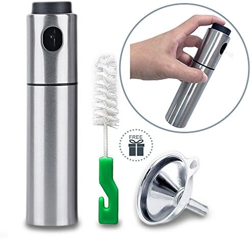 Oil Sprayer for Cooking Olive Vinegar Bottle EMSIN Bbq Air Fryer Making Salad Refillable Essential Oil Non Aerosol Clog Free Pressure Pump Dispenser Stainless Steel Olive Oil Bottle Sprayer