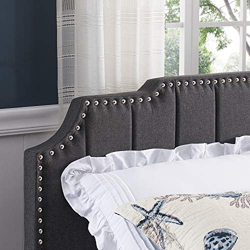 VECELO Upholstered Linen Fabric Surface,Meatl Frame/Woodboard/Inner