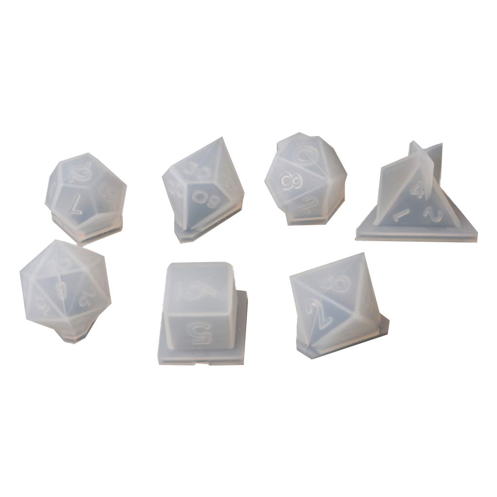 GUMEI 7 Shapes Dice Mold - Silicone, Square, Triangle, Other - Reusable, Transparent, Odorless, Non-Toxic, Durable - Epoxy Mold