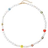 Sacina Colorful Beaded Choker Necklace, Pearl Summer Beach Necklace, Christmas Jewelry Gift for Women