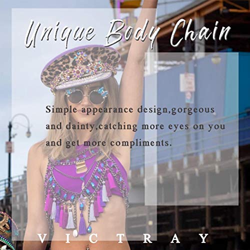 Victray Boho Sequins Body Chains Tassel Beach Body Chain Bra Fashion Harness Charm Body Accessories Jewelry for Women and Girls (1) - Thumbnail 6