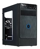 ROSEWILL Micro ATX Mini Tower Computer Case, Black Steel and plastic computer case with 1x 120mm front fan and 1x 80mm rear fan, Front I/O and 2x USB 3.0 with transparent side panel (FBM-X1)