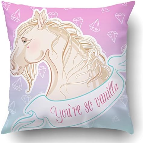 Soksar Throw Pillow Cover You Are So Vanilla Realistic Pastel Colors Vanilla Style Horse Head Stic Home Sofa Decor Square 18x18 Inch Zipper Cushion Decorative Print Pillowcase Design Two Side