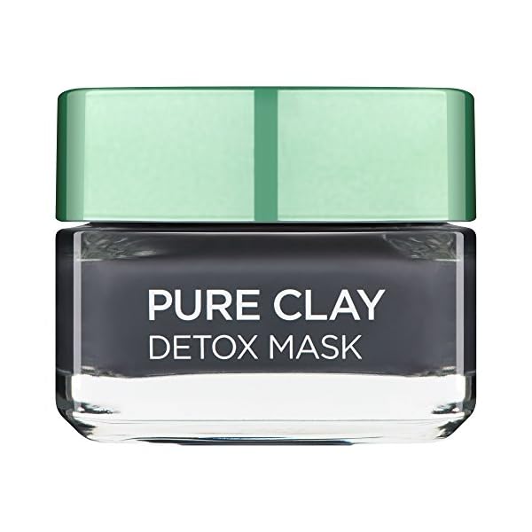 L'Oreal Paris Pure Clay Black Charcoal Detox Face Mask, Deep Cleansing Skin Care for All Skin Types 50 ml