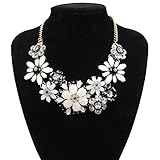 Dis_show Women Gold Chain Fashion Flower Choker Statement Necklace Color(Black and white)