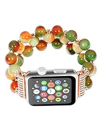 Apple Watch correa, Hecho a mano joyería elástico pulsera de de abalorio de vidrio de lujo correa de la muñeca de reemplazo con Bling Regalo para hembra niña serie 1 2 3 (reloj no incluido)