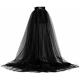 PMIYS Womens Long Tulle Tutu Skirts Y2k High Waist Sheer Mesh Dress Bandage Overskirt for Wedding, Party, Cocktail, Prom