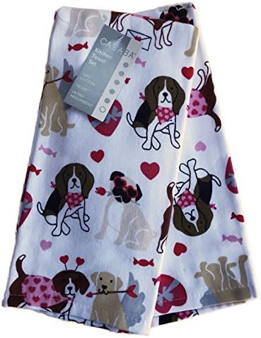 Cute Valentine's Day Dogs Set of Two Valentines Themed Kitchen Towels