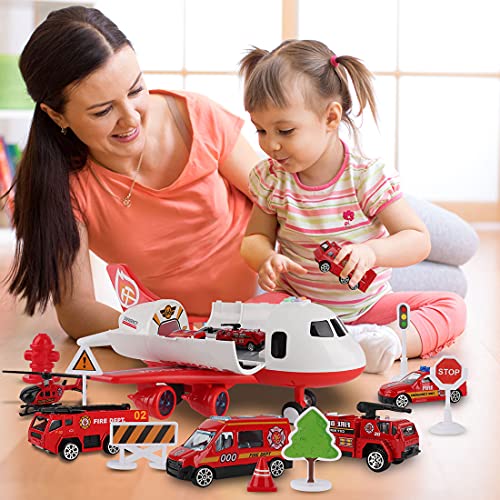 Kids Toys Dwi Dowellin Airplane Toy With Fire Truck Cars And Play