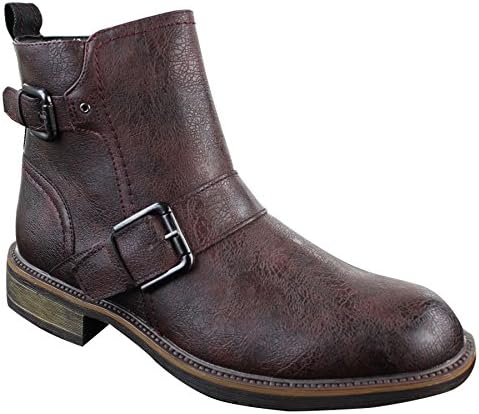 Mens Punk Rock Goth Elmo Ankle Slip On Zip Cowboy Biker Boots Leather Buckle