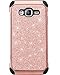 Galaxy J3 Case, J3 Case, Express Prime Case, Amp Prime Case, BENTOBEN 2 in 1 Glitter Bling Hybrid Hard Cover Sparkly Shiny Faux Leather Shockproof Protective Case for Samsung Galaxy J3/J320, Rose Gold