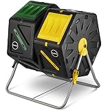 Miracle-Gro Dual Chamber Compost Tumbler - Outdoor Bin, 2 Sliding Doors, (2 X 18.5 Gallon / 70 Liter)