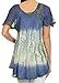 Sakkas 14783 - Dina Relaxed Fit Sequin Tie Dye Embroidery Cap Sleeves Blouse / Top - Blue / Beige - OS