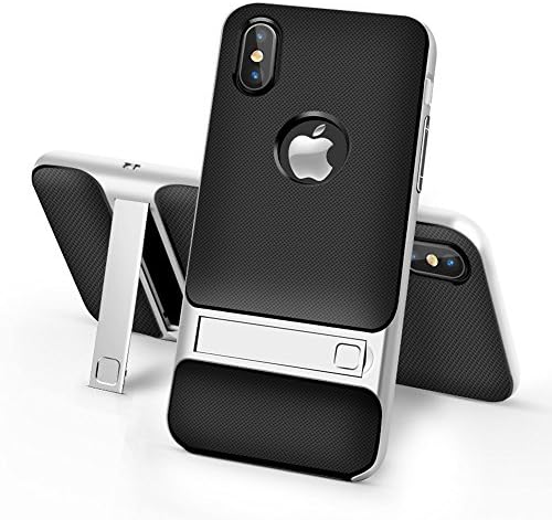 iPhone X Case, IEASSAU iPhone X Kickstand Style Shell Cover with Flexible Inner Protection and Reinforced Hard Bumper Frame for iPhone X (Gold)