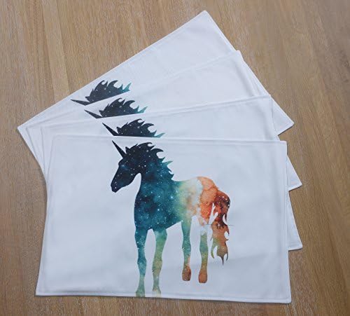 PuTianHome-Set of 4 Heat Insulation Placemats for Dining Table-Easy Dry- Decorative- Sense of design-18" X 12"-Starry Unicorn