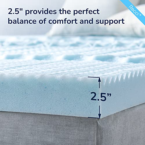 RECCI 2.5 Inch 5Zone Mattress Topper Twin, Gel Memory Foam Mattress