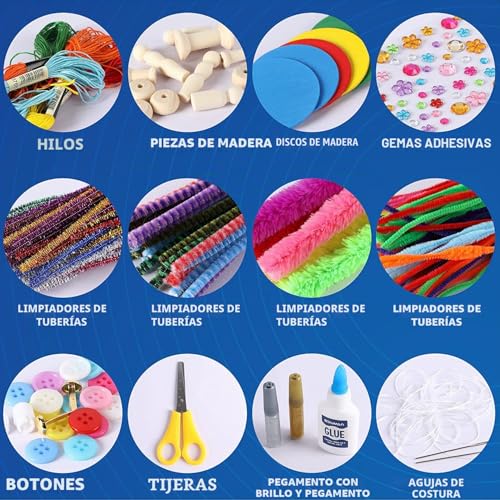 EDUMAN Kids Crafts, 1000+ Piece Creative Craft Kit Materials, Includes Pipe Cleaner, Pompoms, Rods, Wiggle Eye, Beads, Sequins, Creative Game Gift for Boys and Girls