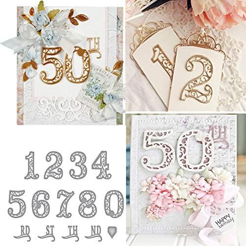 GZU Numbers Metal Lace Cutting Dies Stencil Scrapbooking Embossing DIY Paper Craft - Silver