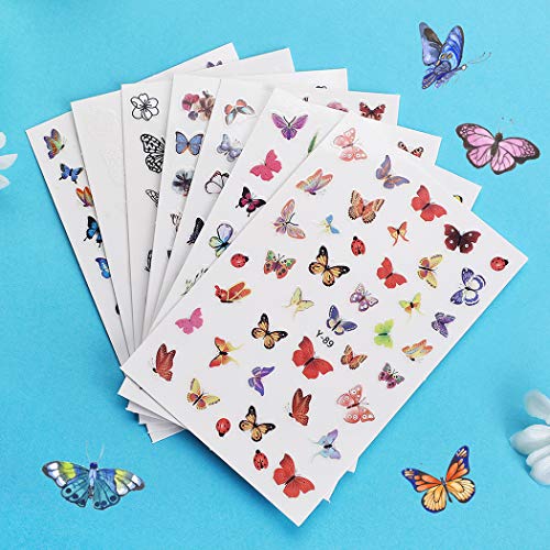 B bangcool Butterfly Nail Sticker DIY Nail Art Stickers for Gel Nails Decals for Women Nail Art Accessories kit, Nail Art Foils for Nails Design Nail Art Decal Stickers for Nail Salon Nails Supply