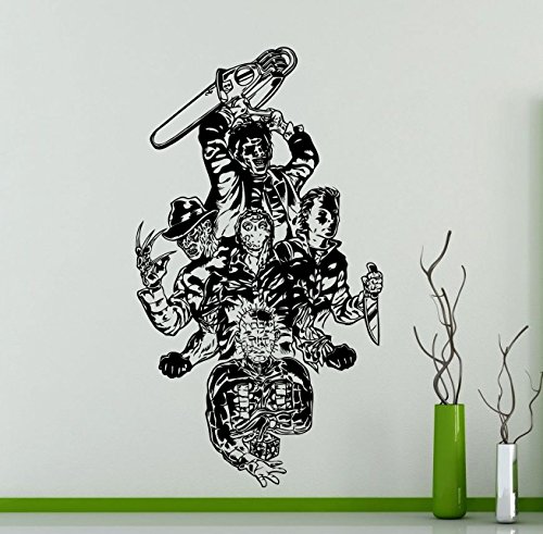 Movie Maniacs Wall Decal Freddy Krueger Jason Voorhees Monster Horror Vinyl Sticker Home Kids Girl Boy Room Interior Art Decoration Any Room Mural Waterproof Vinyl Sticker (312su)