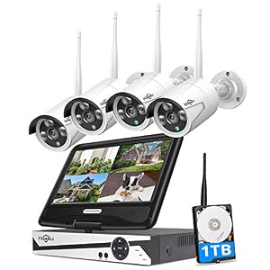 [8CH Expandable, 2K] Hiseeu All-in-one with 8CH 10.1″ 1296P Monitor Wireless Security Camera System, 4pcs 3MP Indoor/Outdoor Wireless Home Security Camera System, Remote Access, One-way Audio, 1TB HDD
