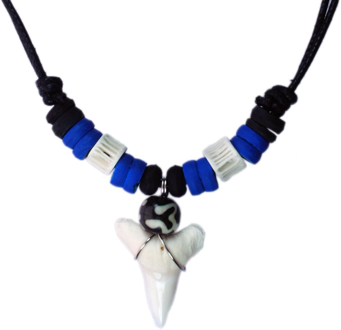 exoticdream Shark Tooth Wood Beads Necklace Handmade Hawaiian Style Beach